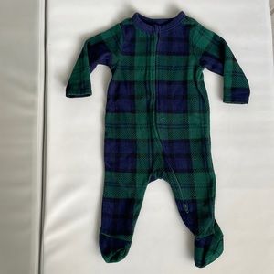 Old Navy Plaid Fleece Onesie PJ 3-6m